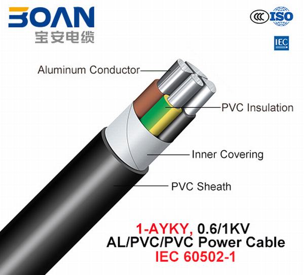 Chine 
                                 1-Ayky, câble d'alimentation, 0.6/1 Kv, Al/PVC/PVC (IEC 60502-1)                              fabrication et fournisseur