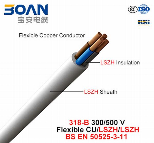 
                                 318-B, fil électrique, 300/500 V, flexible LSZH/Cu/LSZH (BS EN 50525-3-11)                            