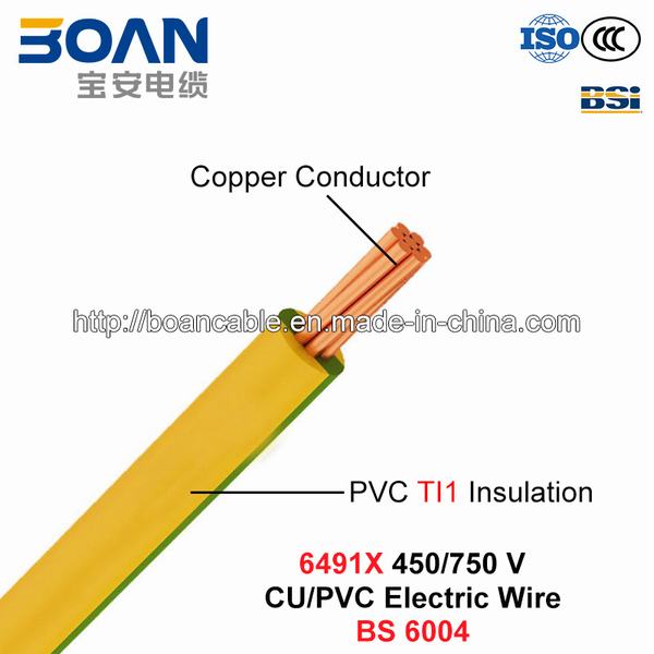 
                                 6491X, cable eléctrico, Cableado de la casa, de 450/750 V, Cu/Cable de PVC (BS 6004)                            