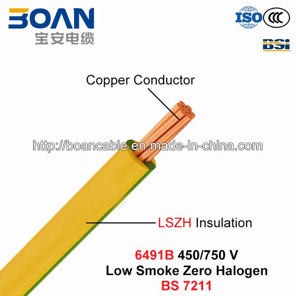 Cina 
                                 6491b, House Wiring, Electric Wire, 450/750 di V, Cu/LSZH (LS0H) Cable (BS 7211)                              produzione e fornitore