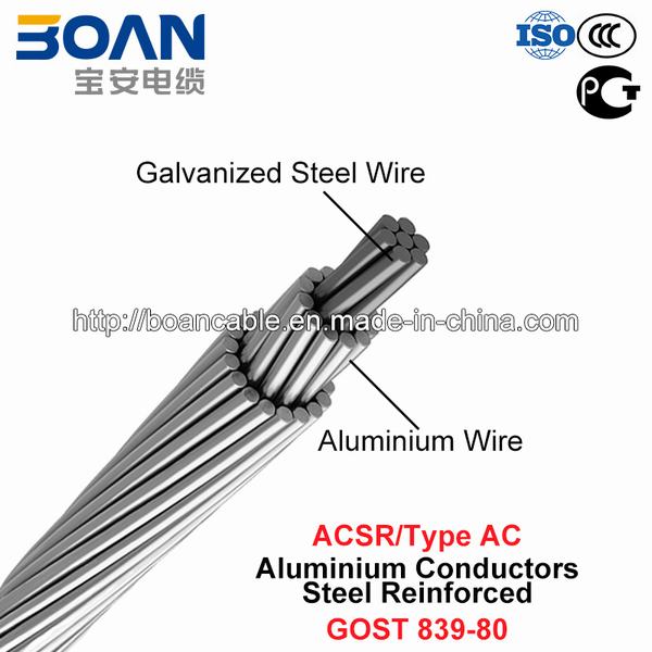 Китай 
                                 ACSR, Тип АС, алюминиевых проводников стальные усиленные (ГОСТ 839-80)                              производитель и поставщик