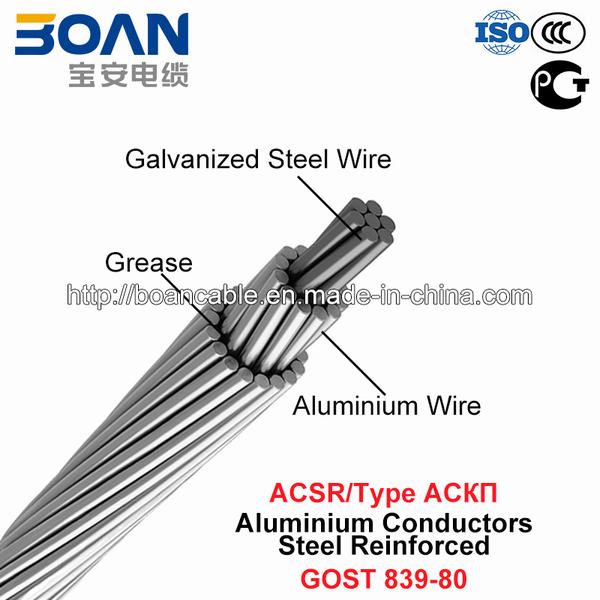 China 
                                 ACSR, Type Ackp, Greased Aluminium Conductors Steel Reinforced (GOST 839-80)                              Herstellung und Lieferant
