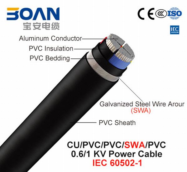 Китай 
                                 Al/PVC/SWA/ПВХ, 0.6/1 КВ, стальная проволока бронированные кабель питания (IEC 60502-1)                              производитель и поставщик