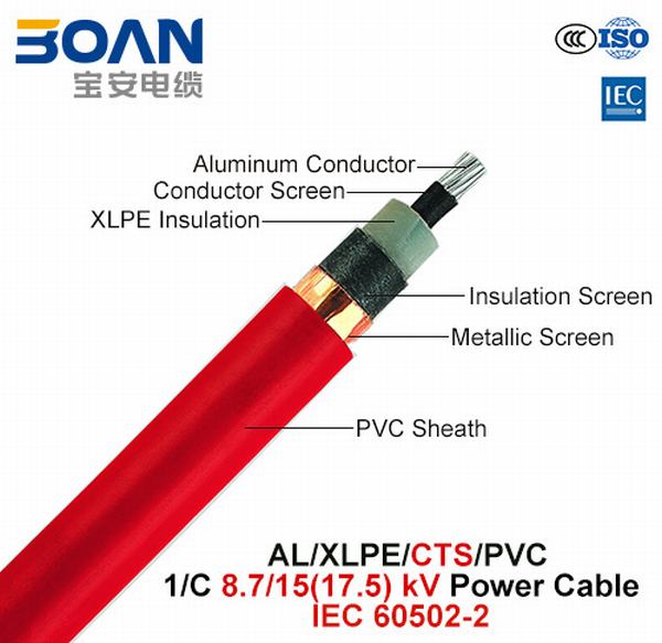
                                 Al/XLPE/CTS/ПВХ, кабель питания, 8.7/15 (17,5) кв, 1/C (IEC 60502-2)                            