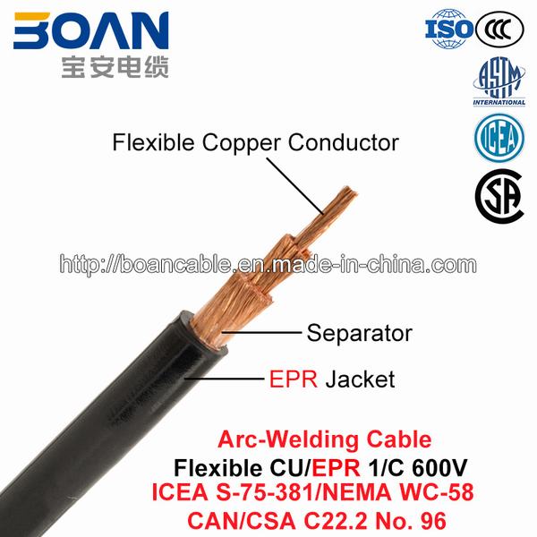 China 
                                 Arc-Welding Cable, Máquina de soldar el Cable Flexible Cu/EPR, 600 V (ICEA S-75-381/NEMA WC 58/CAN/CSA C22.2 No. 96/UL 1581)                              fabricante y proveedor