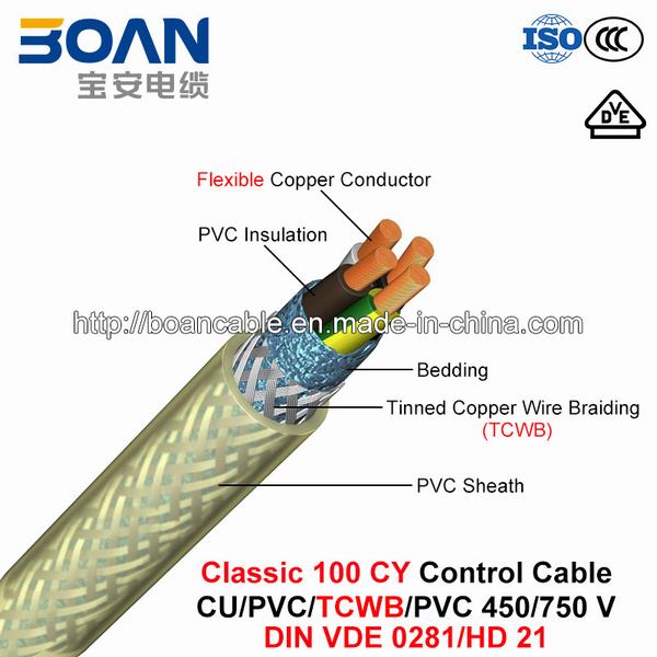 Chine 
                                 Classic 100 cy, câble de commande, Flexible de Cu/PVC/PVC/Tcwb/PVC, 450/750 V (DIN VDE 0281)                              fabrication et fournisseur