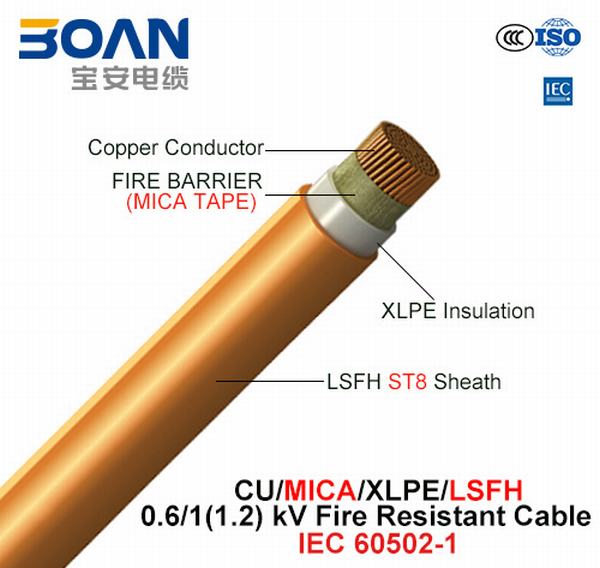 Chine 
                                 Cu/mica/XLPE/Lsfh, câble résistant au feu, 0.6/1 Kv, 1/C (IEC 60502-1)                              fabrication et fournisseur