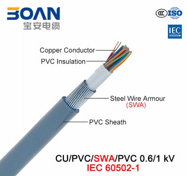
                                 Cu/PVC/SWA/PVC, Cable de control, 0.6/1 Kv (IEC 60502-1)                            