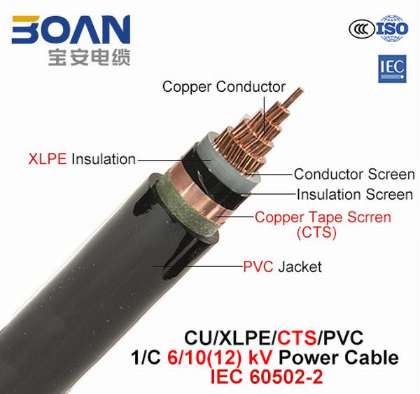 Chine 
                                 Cu/XLPE/CTS/PVC, câble d'alimentation, 6/10 (12), 1 KV/C (IEC 60502-2)                              fabrication et fournisseur