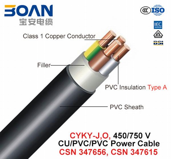 
                                 Cyky-J, S, alimentación y cable de control, 450/750 V, Cu/PVC/PVC (CSN CSN 347615, 347656)                            