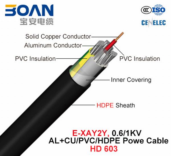 
                                 E-Xay2y, câble d'alimentation, 0.6/1 Kv, Al+cu/PVC/PVC (HD 603)                            