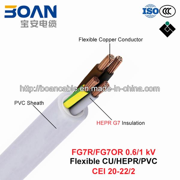 China 
                        Fg7r/Fg7or, Rubber Cable, 0.6/1 Kv, Flexible Cu/Hepr/PVC (CEI 20-22/2)
                      manufacture and supplier