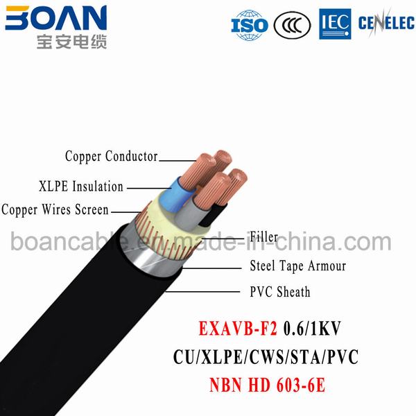 Chine 
                                 Des échantillons gratuits, NBN 603-6e, Exavb HD-F2, Cu/XLPE/SCF/sta/PVC, câble d'alimentation 0.6/1kv                              fabrication et fournisseur