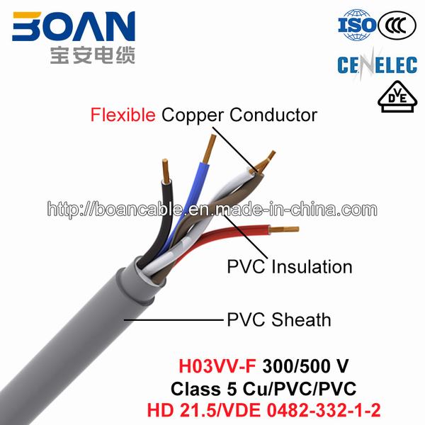 
                                 H03VV-F, Electric Wire, 300/500 V, Flexible Cu/PVC/PVC (HD 21.5/VDE 0482-332)                            