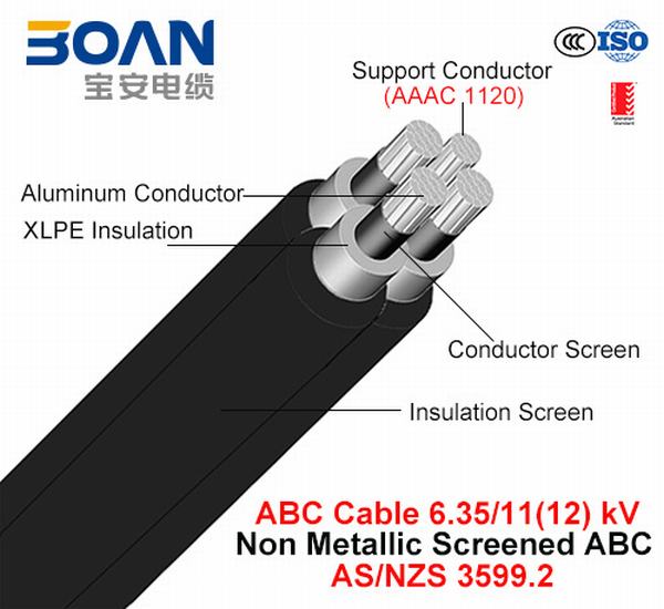
                                 Hv ABC câble, antenne câble groupés, Al/XLPE+AAAC, 3/C+1/C, 6.35/11 Kv (AS/NZS 3599.2)                            