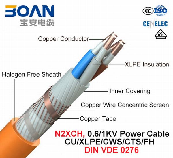 Chine 
                                 N2XCH, câble d'alimentation, 0.6/1 Kv, Cu/XLPE/CWS/CTS/Fh (VDE 0276-604)                              fabrication et fournisseur