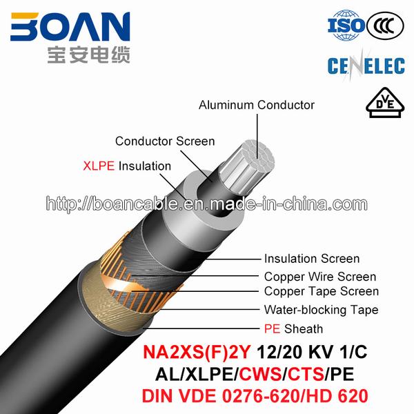 
                                 Na2xs (F) 2y resistente al agua, Cable de alimentación, 12/20 Kv, 1/C, Al/XLPE/CWS/CTS/PE (HD 620 10C/VDE 0276-620)                            