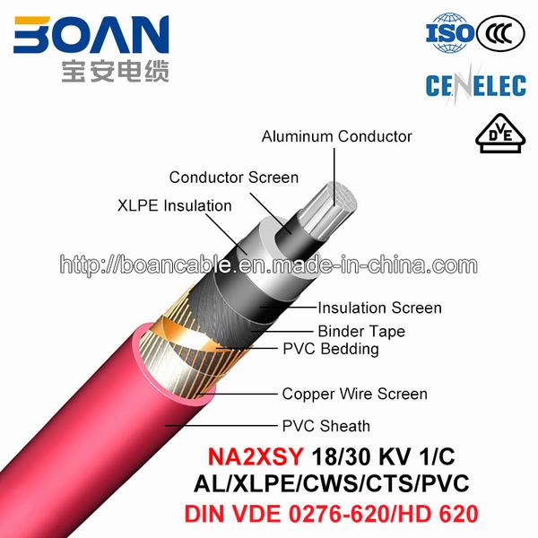 China 
                                 Na2xsy, Cable de alimentación, 18/30 KV XLPE, Al//CWS/CTS/PVC (HD 620/VDE 0276-620)                              fabricante y proveedor