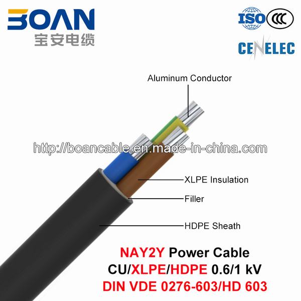 Chine 
                                 Nay2y, câble d'alimentation basse tension, 0.6/1 Kv, Al/XLPE/PEHD (DIN VDE 0276-603/HD 603)                              fabrication et fournisseur