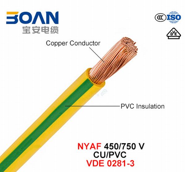 
                                 Nyaf, elektrischer Draht, 450/750 V, Kategorie 5 Cu/PVC (Vde 0281-3)                            