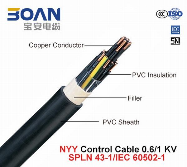 
                                 Nyy, Cable de control, 0.6/1 (1.2) Kv, Cu/PVC/PVC (SPLN 43-1/IEC 60502-1)                            