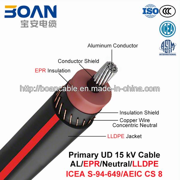 China 
                        Primary Ud Cable, 15 Kv, Al/Epr/Neutral/LLDPE (AEIC CS 8/ICEA S-94-649)
                      manufacture and supplier