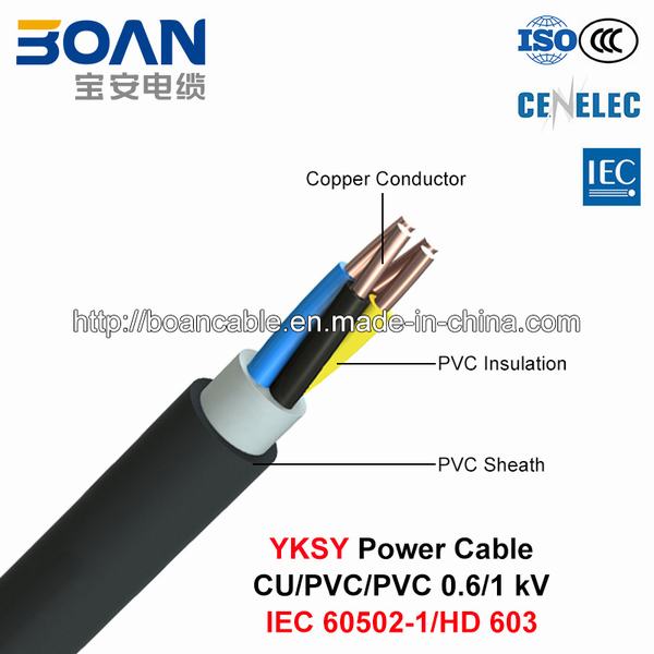 Cina 
                                 Yksy, Low Voltage Power Cable, 0.6/1 chilovolt, Cu/PVC/PVC (IEC 60502-1/HD 603)                              produzione e fornitore