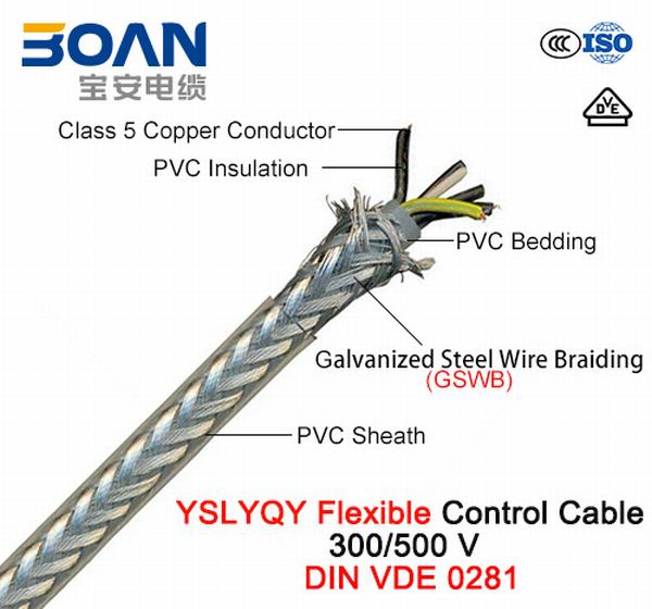Chine 
                                 Yslyqy, câble de commande, 300/500 V, Flexible de Cu/PVC/PVC/Gswb/PVC (DIN VDE 0281)                              fabrication et fournisseur