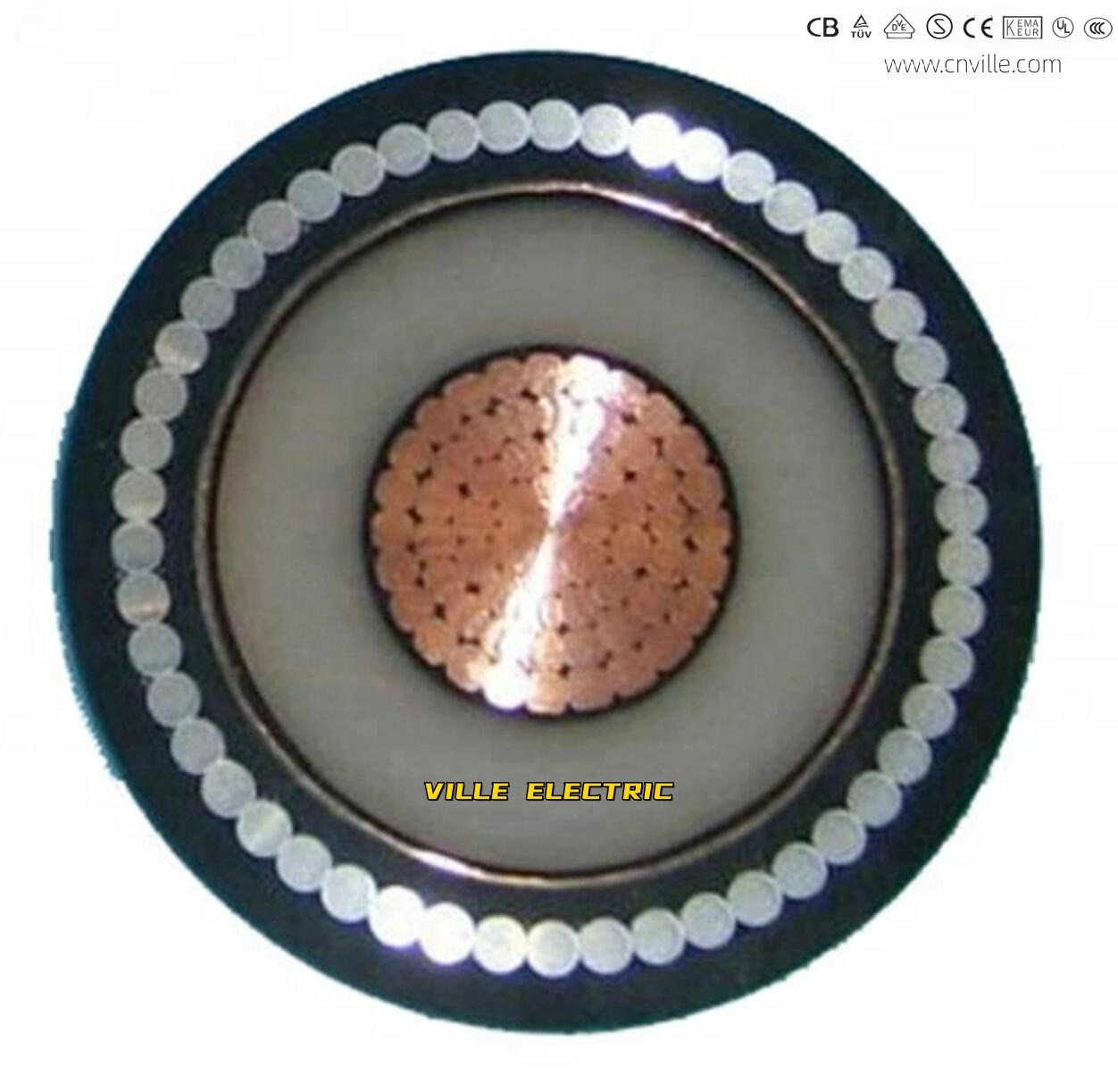 
                48/66Conducteur en cuivre avec isolation XLPE kv aluminium ondulé Gaine en PVC de gaine du câble d′alimentation
            