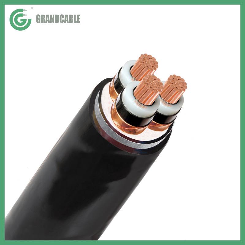 
                3x120mm2, Conductor de cobre de aislamiento XLPE Cinta de acero blindado MV Metro cable de alimentación IEC 60502-2 6/10kV
            