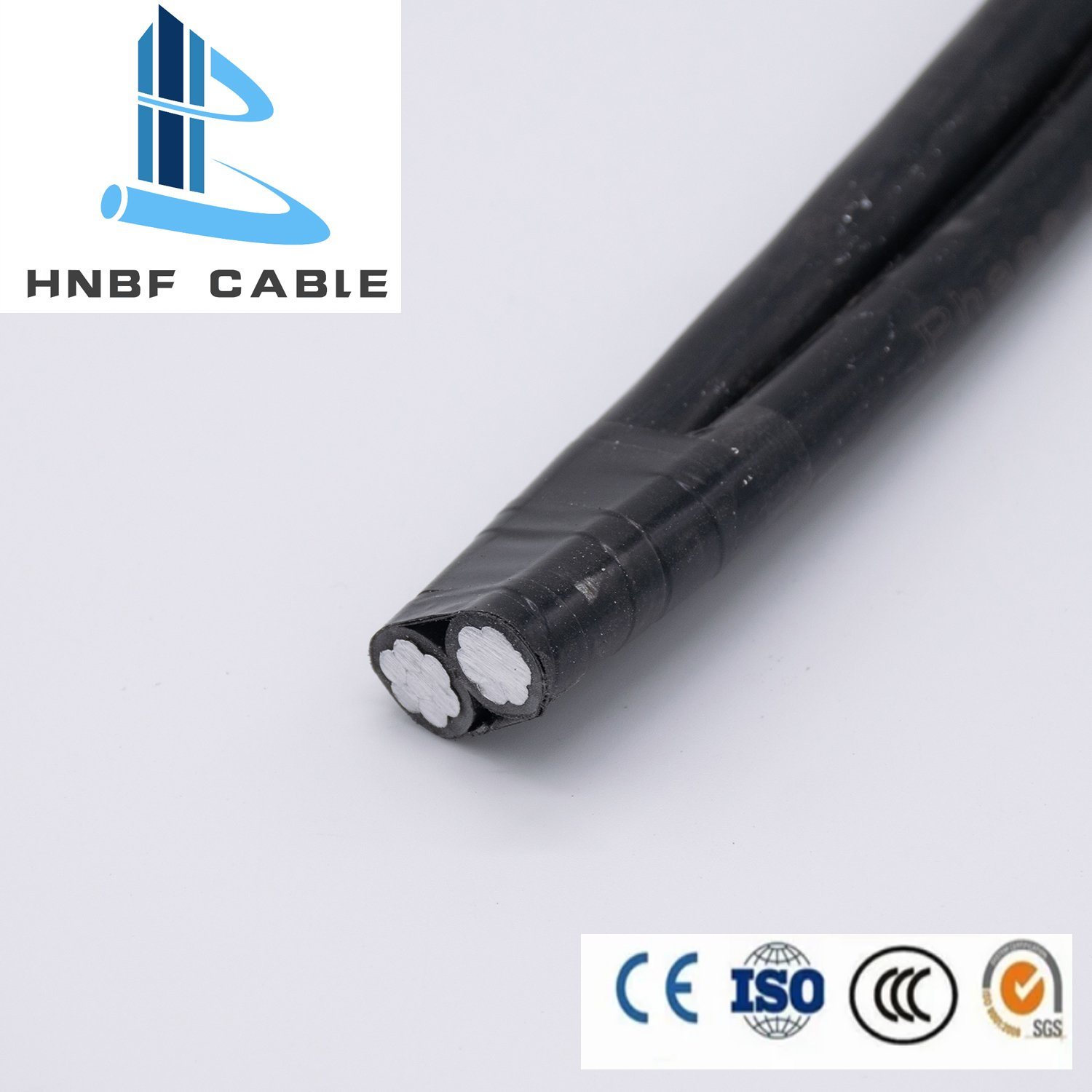 
                        2 AWG ABC Aerial Bundled Cable Chow Core XLPE Insulation Duplex Service Drop Cable
                    