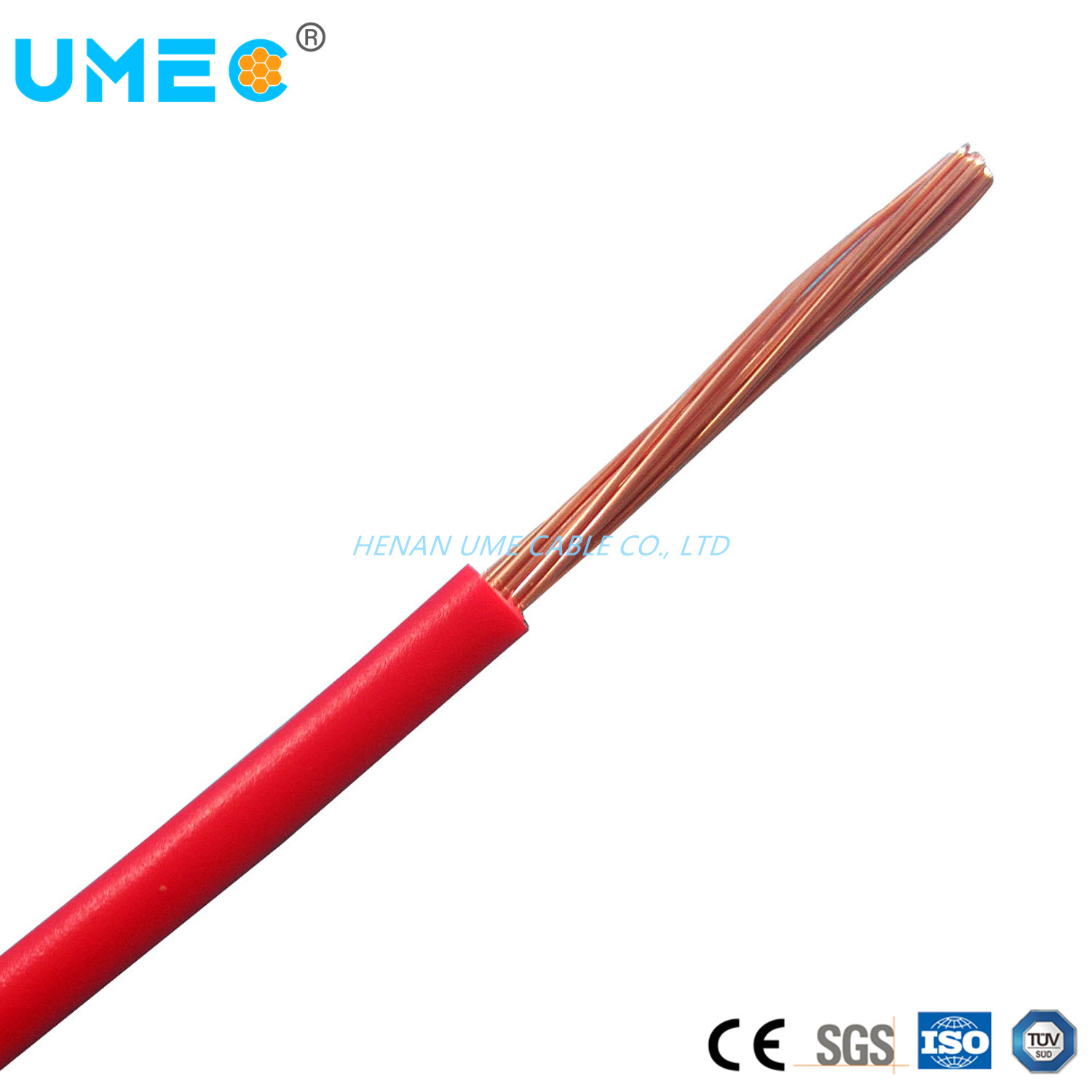 
                600V Rot Blau Schwarz Braun Gelb Twtw Massiv Litze blank Leiter PVC-isolierter elektrischer Stromdraht
            