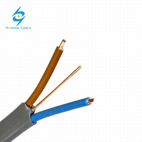 Chine 
                                 300/500V BS 6004 EN 50525-2-31 standard isolés de PVC 1.5mm 2.5mm 3 Core 2+E Twin plane solide et câble de masse                              fabrication et fournisseur