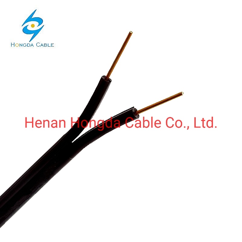 
                                 Caída de HDPE, cable paralelo de 2 núcleos de Cable de teléfono de alambre de acero de cobre de 0,8 mm de 0,71mm                            