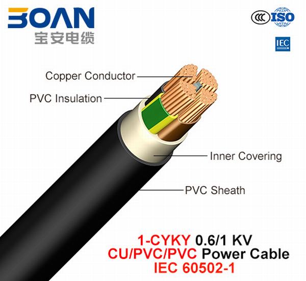 
                                 1-Cyky, кабель питания, 0.6/1 КВ, Cu/PVC/PVC (IEC 60502-1)                            