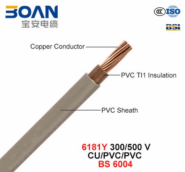 China 
                        6181y, Electric Wire, 300/500 V, Flexible Cu/Lszh/Lszh (BS EN 50525-3-11)
                      manufacture and supplier