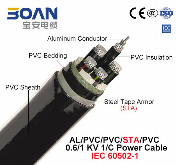 
                                 Al/PVC/Sta/PVC, 0.6/1 KV, Stahlband-Rüstungs-Leistung-Kabel (Iec 60502-1)                            