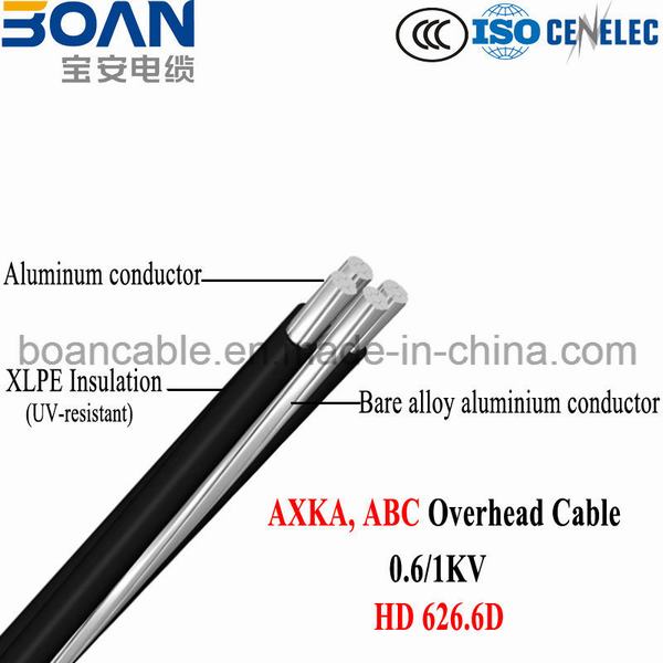 Chine 
                                 Axka, Al Conductor, UV-isolation XLPE, ABC câble aérien, 0.6/1kv, 626.6D HD                              fabrication et fournisseur
