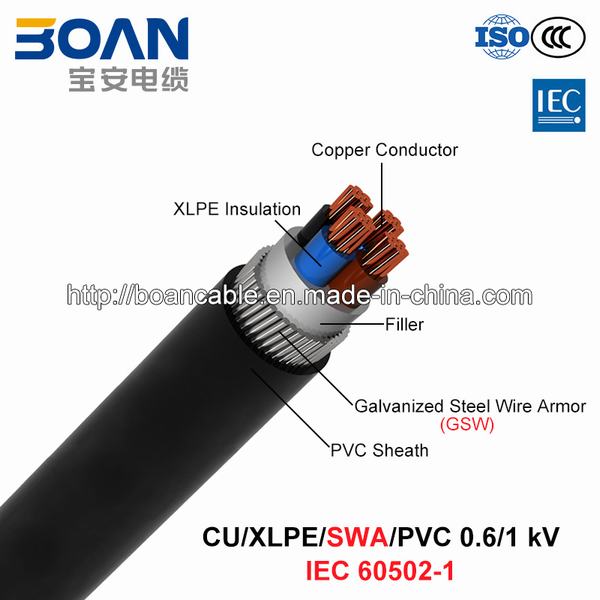 
                                 Cu/XLPE/Swa/PVC, 0.6/1 KV, Stahldraht-gepanzertes (SWA) Leistung-Kabel (Iec 60502-1)                            