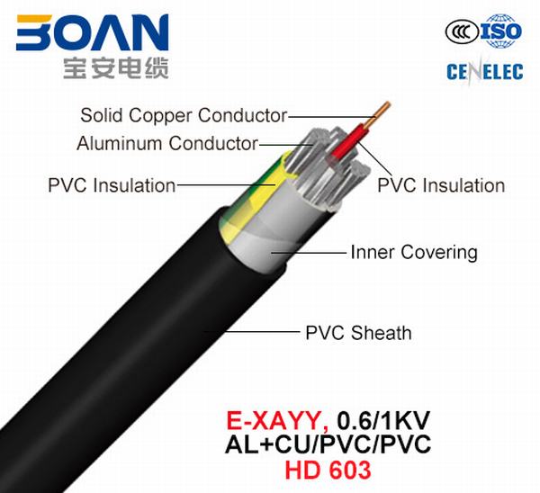 E-Xayy, Power Cable, 0.6/1 Kv, Al+Cu/PVC/PVC (HD 603)