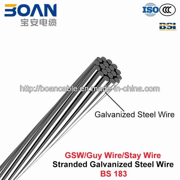 China 
                        Gsw, Guy Wire, Stay Wire, Steel Wire, Stranded Galvanized Steel Wire (BS 183)
                      manufacture and supplier