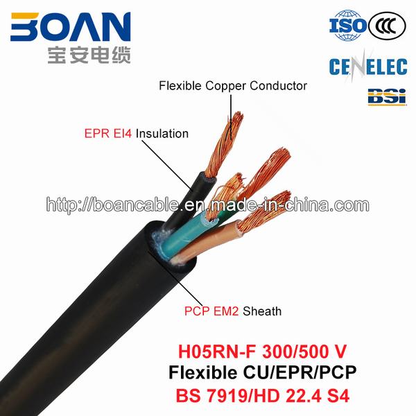 
                                 H05RN-F, cable de goma flexible de 300/500 V, Cu/EPR/Pcp (BS 0282-4/VDE 7919)                            