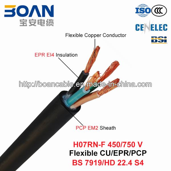 China 
                        H07rn-F, Rubber Cable, 450/750 V, Flexible Cu/Epr/Pcp (BS 7919/HD 22.4 S4)
                      manufacture and supplier