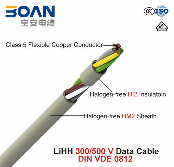 Lihh, Data Cable, 300/500 V, Flexible Cu/Hffr/Hffr (DIN VDE 0812)