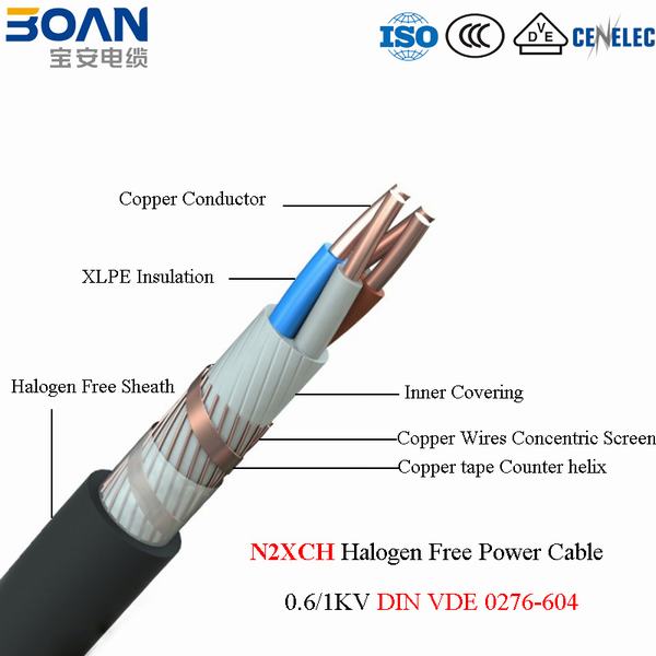 
                                 N2xch cabo de alimentação livre de halogênio, Fio de cobre&Tape triados, DIN VDE 0.6/1kv                            
