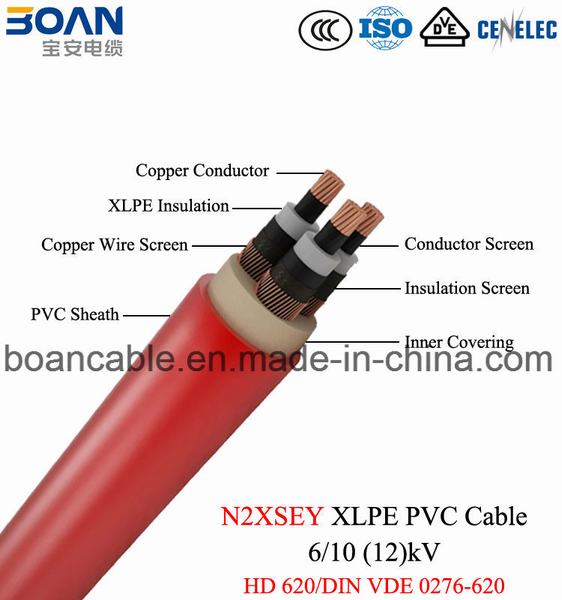
                                 PVC di N2xsey XLPE - 6/10 (12) di cavi elettrici di chilovolt, VDE 0276-620/HD 620 di BACCANO                            