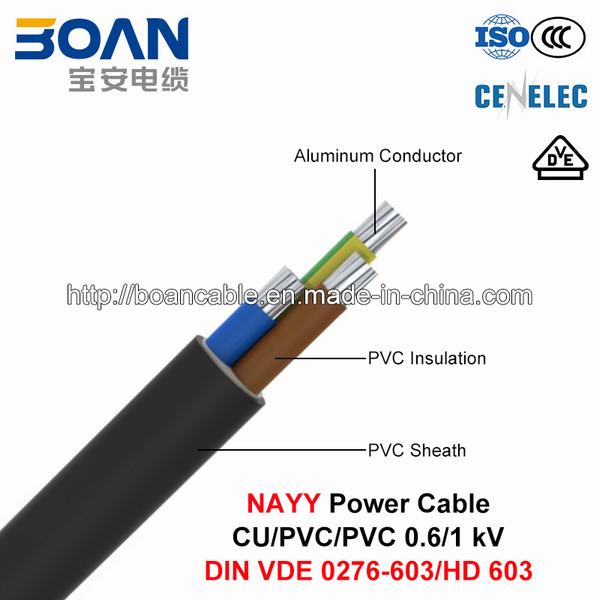 
                                 Nayy, LV Cable de alimentación, Kv 0.6/1/PVC, aluminio y PVC (DIN VDE 0276-603/HD 603)                            
