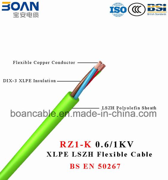China 
                                 Rz1-K, BS EN 50267, XLPE LSZH Flexible Cable de alimentación, 0.6/1kv                              fabricante y proveedor