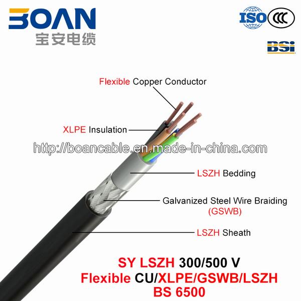 Sy LSZH Control Cable, 300/500 V, Flexible Cu/XLPE/LSZH/Gswb/LSZH (BS 6500)