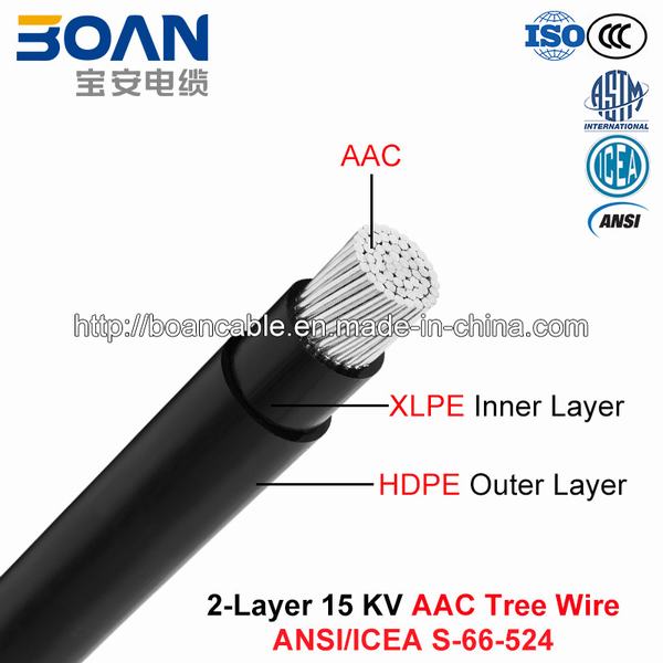 
                                 Cable de árbol de la capa de 2 de 15 Kv AAC, AAC/XLPE/HDPE (ANSI/ICEA S-66-524)                            